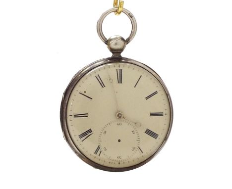 Silver fusee lever pocket watch, Chester 1840, signed Rich'd Hornby, 41 Pool Lane, Liverpool, no. 25555, foliate engraved bel