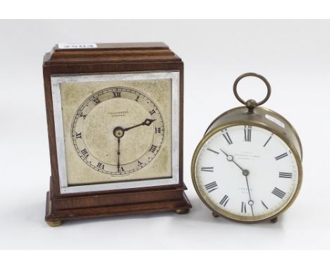 Small mahogany mantel clock, the 3.5" silvered dial signed T.S. Cuthbert, Glasgow within a chrome bezel and stepped case, 6" 