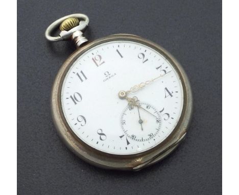 Omega silver (0.800) lever pocket watch, the movement no. 4228203, circa 1912-16, the dial with Arabic numerals with red twel