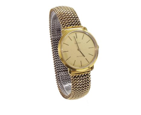 Omega De Ville gold plated gentleman's wristwatch, circa 1967, the gilt dial with baton markers, cal. 620 17 jewel movement, 