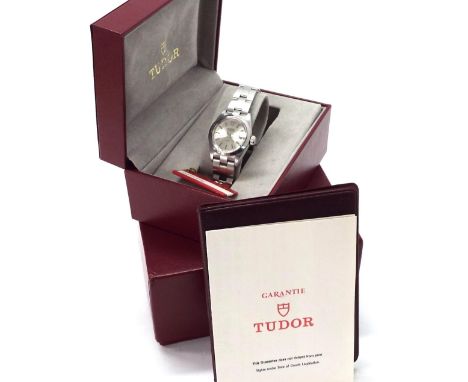 Tudor Princess Date Quartz stainless steel bracelet lady's watch, circa 1994, the silvered dial with centre seconds, baton ma