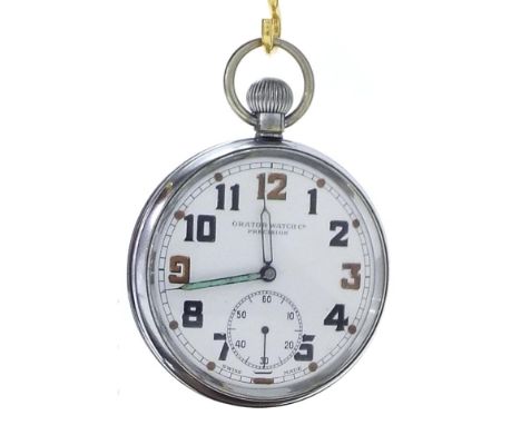 Orator Watch Co Precision Military issue lever pocket watch, the dial with luminous Arabic numerals and subsidiary seconds, 1