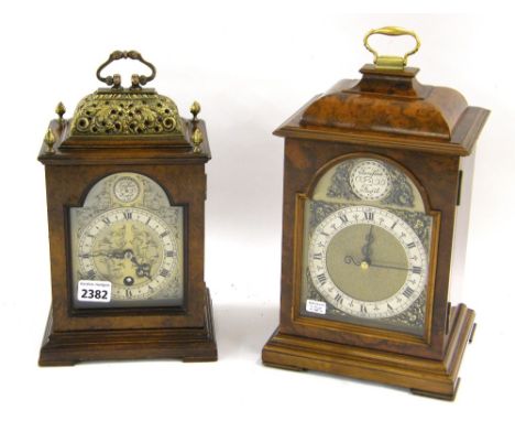Two contemporary walnut bracket clock timepieces, each with Smiths movements (2)