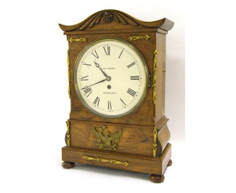 Walnut single fusee bracket clock, the 10" circular dial signed D.F. Ormond, Arbroath within a stepped wavy arched case with 