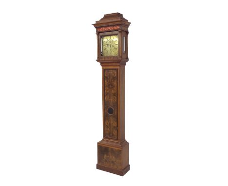 Mahogany and burr walnut veneered eight day longcase clock, the 12" square brass dial signed Henry Thornton at Y Dyall in Bas