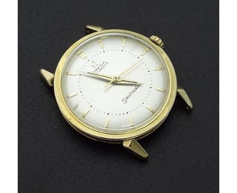 Omega Seamaster automatic 14ct gentleman's wristwatch head, circa 1956, the circular silvered dial with sweep centre seconds,
