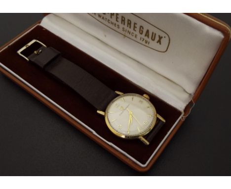 Girard-Perregaux 9ct gentleman's wristwatch, Edinburgh 1960, the dial with Arabic quarter numerals, baton markers and centre 