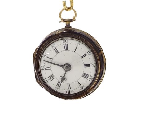 18th century English silver gilt verge pair cased pocket watch, London 1758, the fusee movement signed Thos Hemming, Piccadil
