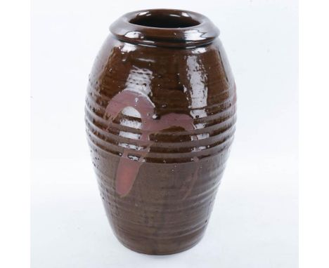 JEREMY LEACH, Moorlands Pottery, a studio pottery ash glazed vase, makers marks to base, height 29cmGood condition 
