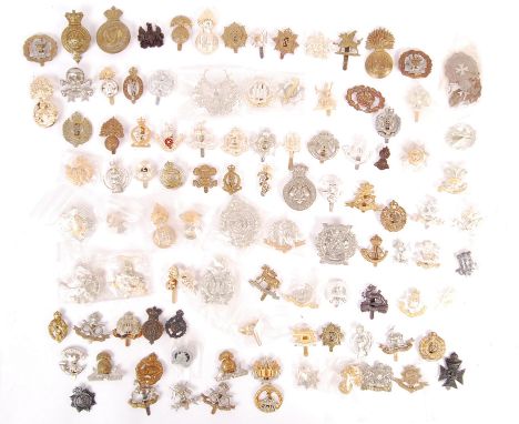 A good collection of approx x100 assorted British Army military uniform cap badges - various eras and conflicts represented, 