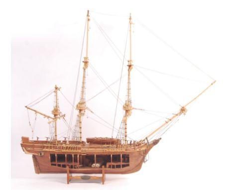 An original vintage 20th century scratch built model of " The HMS Bounty 1783 ".. Highly detailed museum quality with cut out