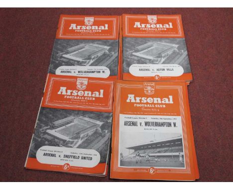 Arsenal 1953-4 &amp; 54-5 Home Programmes, eighteen league friendly v. Spartak, two Combination, Combination Cup v. Tottenham