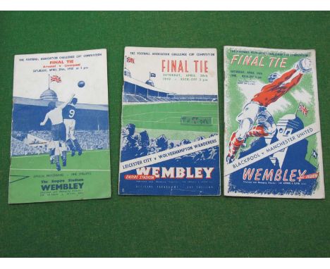 F.A. Cup Final Programmes 1948 Blackpool v. Manchester United, 1949 Leicester v. Wolves, 1950 Arsenal v. Liverpool. (3)1948 a