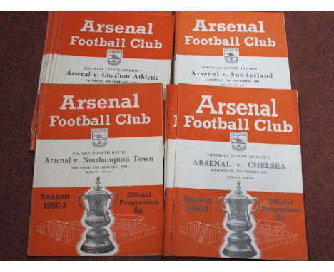 Arsenal 1950-1 Home Programmes, thirteen league, two F.A Cup, nine combination, one combination cup, QPR v. The Army friendly