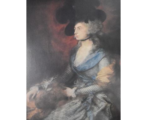 After Thomas Gainsborough (British, 1727-1788). Colour print of a seated portrait of Mrs. Sarah Siddons, a famous Welsh actre