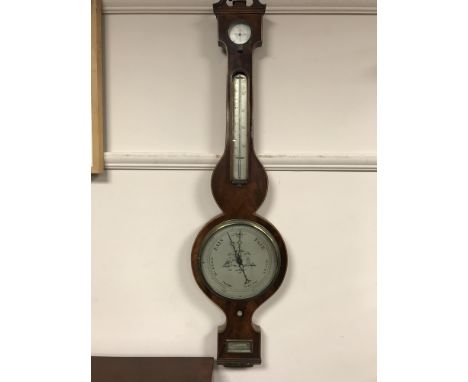 An early Victorian inlaid mahogany barometer