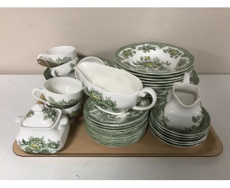 A tray of forty piece Enoch Wedgwood (Tunstall) Ltd Asiatic Pheasants pattern tea and dinner service 