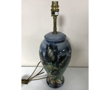 A Moorcroft Pottery table lamp, with shade, base 32 cm 