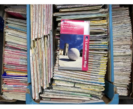 Three boxes of ordnance survey maps 