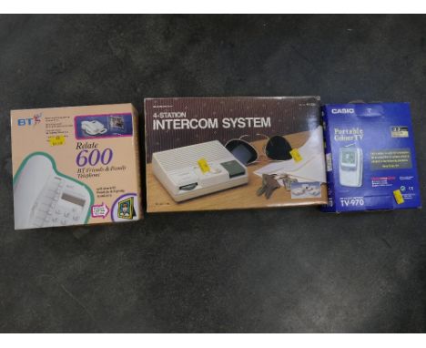 Casio portable colour TV, BT Relate 600 phone and intercom system 