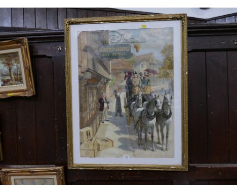 Late 19th century/early 20th century coaching scene print by Nathaniel Lloyd 
