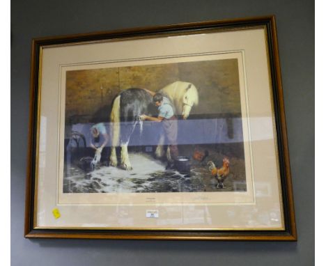 Signed limited edition David Shepherd print "Shampoo Time"