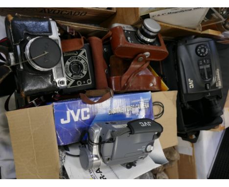 Vintage cameras, compact VHS GR-AX200, JVC digital video camera etc