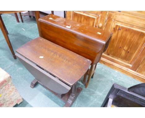 Mahogany gate leg occasional table and an oak occasional table 