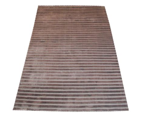 HOPPEN SILK CARPET, 235cm x 156cm, Bauhaus striped design in an aubergine hue. 