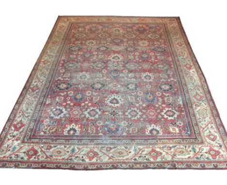 ANTIQUE ZIEGLER MAHAL CARPET, 360cm x 270cm, all over design of stylised palmettes and vines within corresponding bands and b