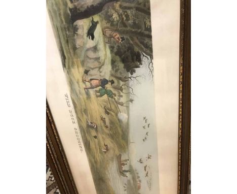 TWO ENGRAVED HUNTING SCENES