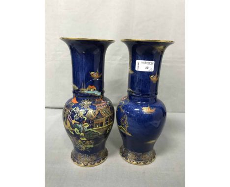 PAIR OF CARLTON WARE PAGODA PATTERN VASESone with large crack 2364N, Royal Stafford milk and sugar, pair of vases marked 69R 