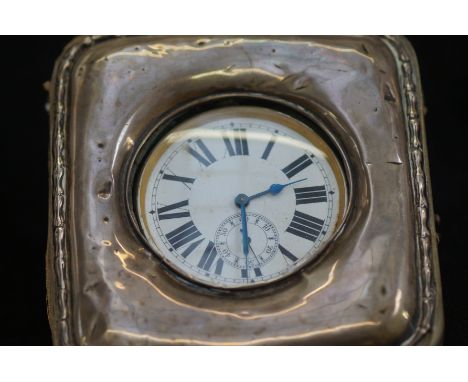 Goliath pocket watch with enamel dial, sub dial &amp; blue steel fingers. Silver outer case (Case A/F) Watch currently tickin