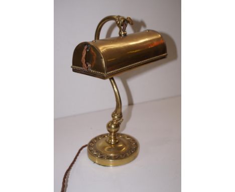 Early 20th century brass bankers lamp. Recent old new wiring. Height 37 cm  