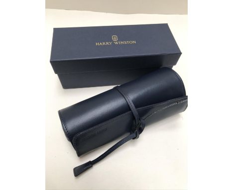 Harry Winston navy leather jewellery roll, in original box, as used, never used PURCHASERS: PAYMENT BY BANK TRANSFER ONLY. CO