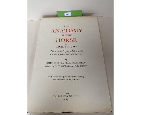 Book "The Anatomy of he Horse" by George Stubbs RA, 5th Edition, published in 1965 by J A Allen and Co Ltd with 24 extra plat