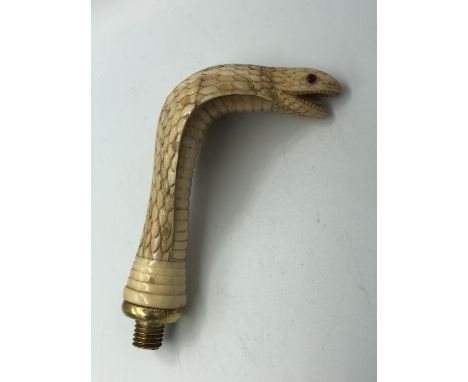 Walking stick handle in the form of a cobra, 13cm L (condition, generally good) PURCHASERS: PAYMENT BY BANK TRANSFER ONLY. CO