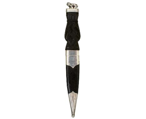 9.25cm fullered blade with faceted back edge, basket weave decorated hilt with hallmarked silver mounts, Edinburgh 1960, the 