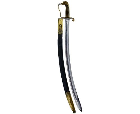 75cm re-formed 1796 pattern light cavalry trooper's sabre blade by HADLEY and struck with an Ordnance mark, brass hilt with s