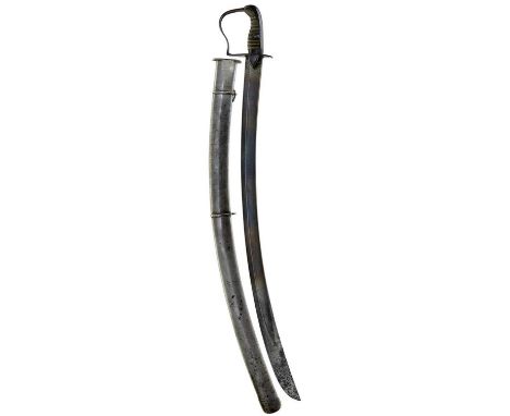 79.5cm blade faintly etched with scrolling foliage, trophies of arms, Royal arms and GR cypher, figure of Britannia and Warra