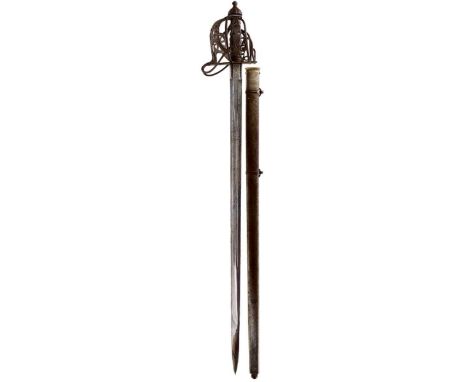 82.5cm double fullered blade by WILKINSON, serial no. 23061 for 1879, etched with scrolling foliage, regimental badge and the