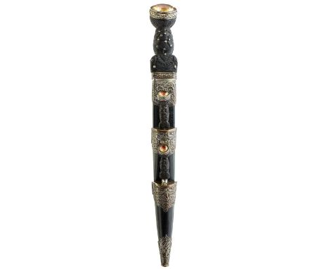 29.5cm double fullered blade with faceted back edge by Brook &amp; Son, etched with scrolling foliage and thistle, regimental