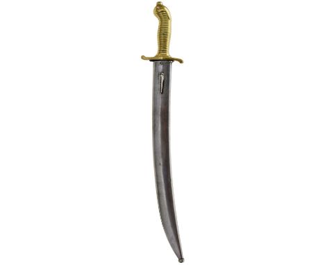 48.5cm curved blade dated 1856, regulation brass hilt with ribbed grip, contained in its steel scabbard numbered to the sword