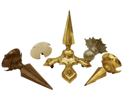 comprising three fluted spikes, (two with rounded feet, one quatrefoil,) white metal ball finial, Foreign Service vented top,