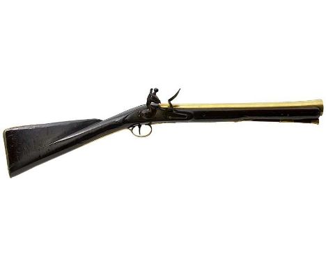15.75 inch brass barrel with flared muzzle, engraved MINORIES LONDON at the breech, bevelled lock signed R. BARNETT, full sto