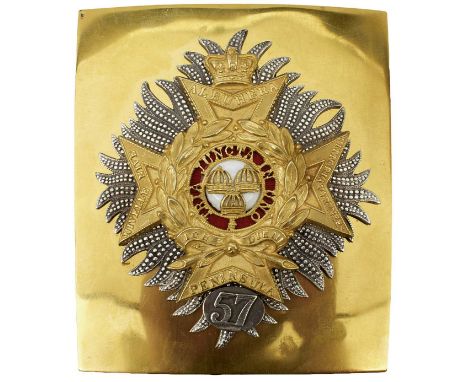the gilt plate applied with white metal starburst overlaid with gilt crowned Maltese cross incorporating the battle honours A