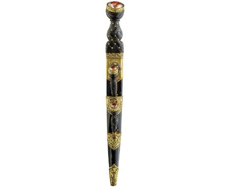 30cm double fullered clean blade with faceted back edge by Wilkinson, profusely etched to the tip with battle honours, thistl
