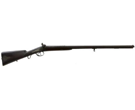 32inch sighted damascus barrels fitted with rear leaf sights and engraved LANCASTER'S PATENT SMOOTH BORED RIFLE, border engra