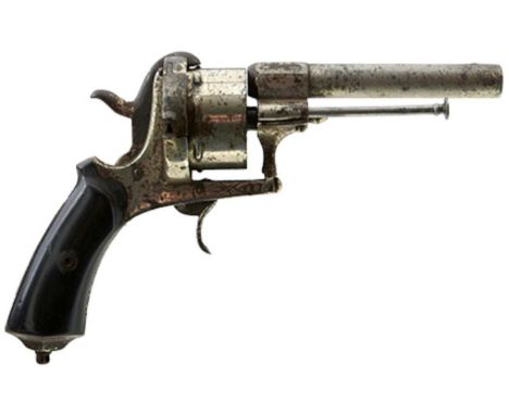 4.75inch sighted two-stage barrel, with traces of nickel finish, plated cylinder and frame, loading gate on right side, ebons
