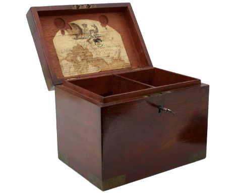 the brass bound mahogany case with two compartments, the inside with maker's trade label for Wilkinson, 17 Ludgate Hill Londo